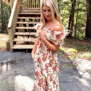 CHICWISH off the shoulder ruffle maxi dress